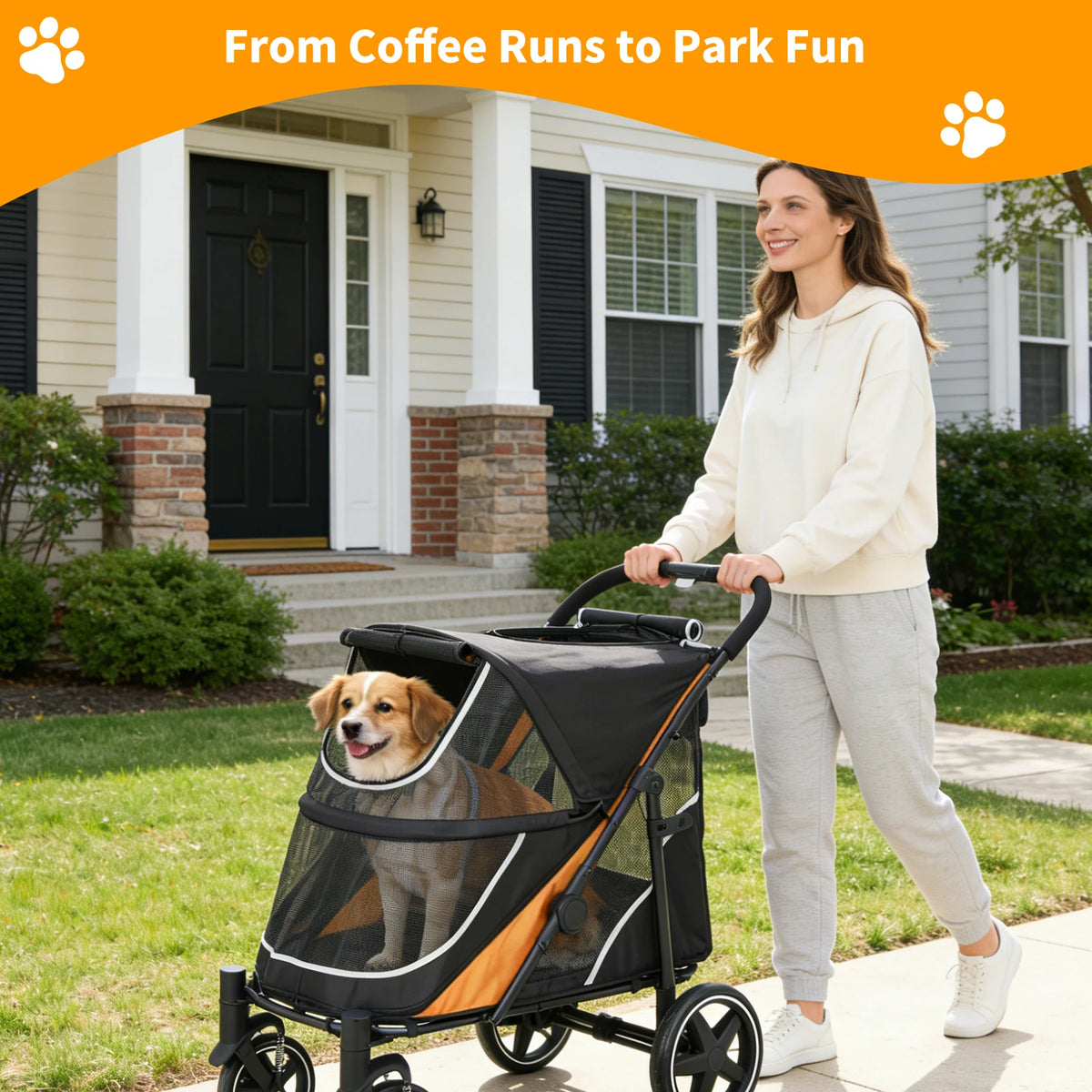 Spacious Dog Stroller For Large Pets With Ventilated Top And Easy Handling