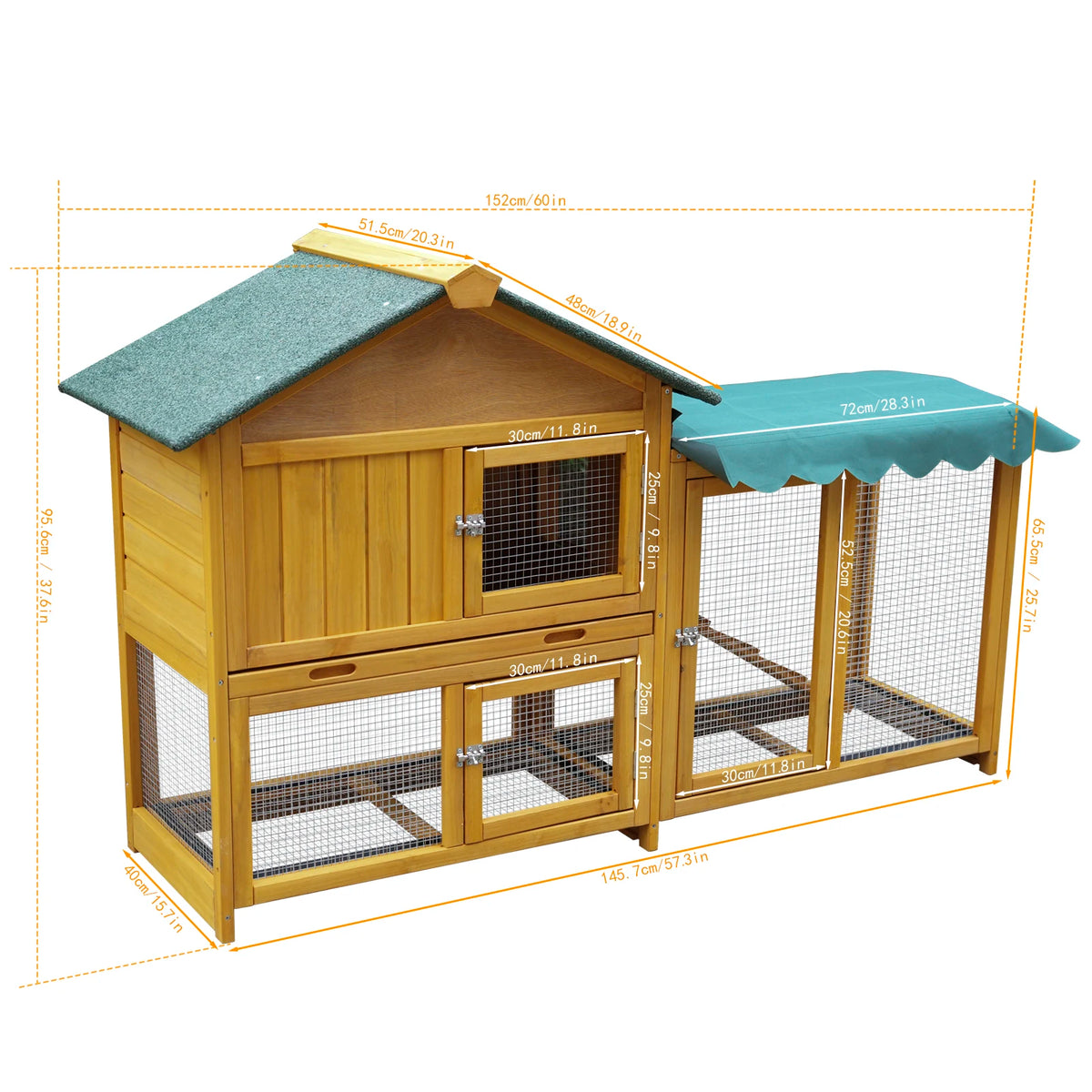 Spacious Outdoor Rabbit Hutch With Easy Clean Tray For Pets