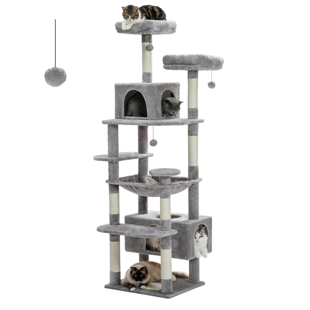 Pawz Road Premium Cat Tree With Sisal Posts And Hammock For Indoor Cats
