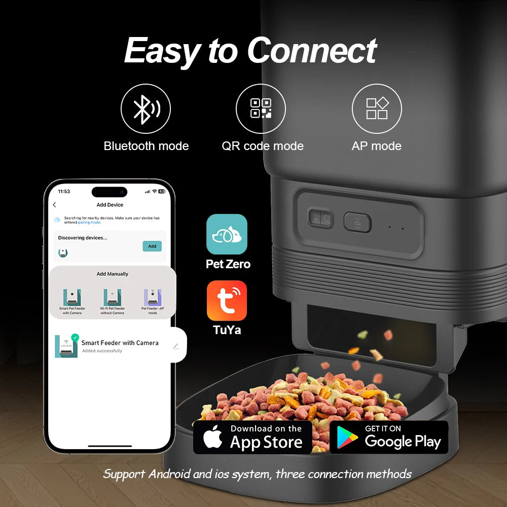 Nityers 4.5L Automatic Cat Feeder Voice Recorder Steel Bowl