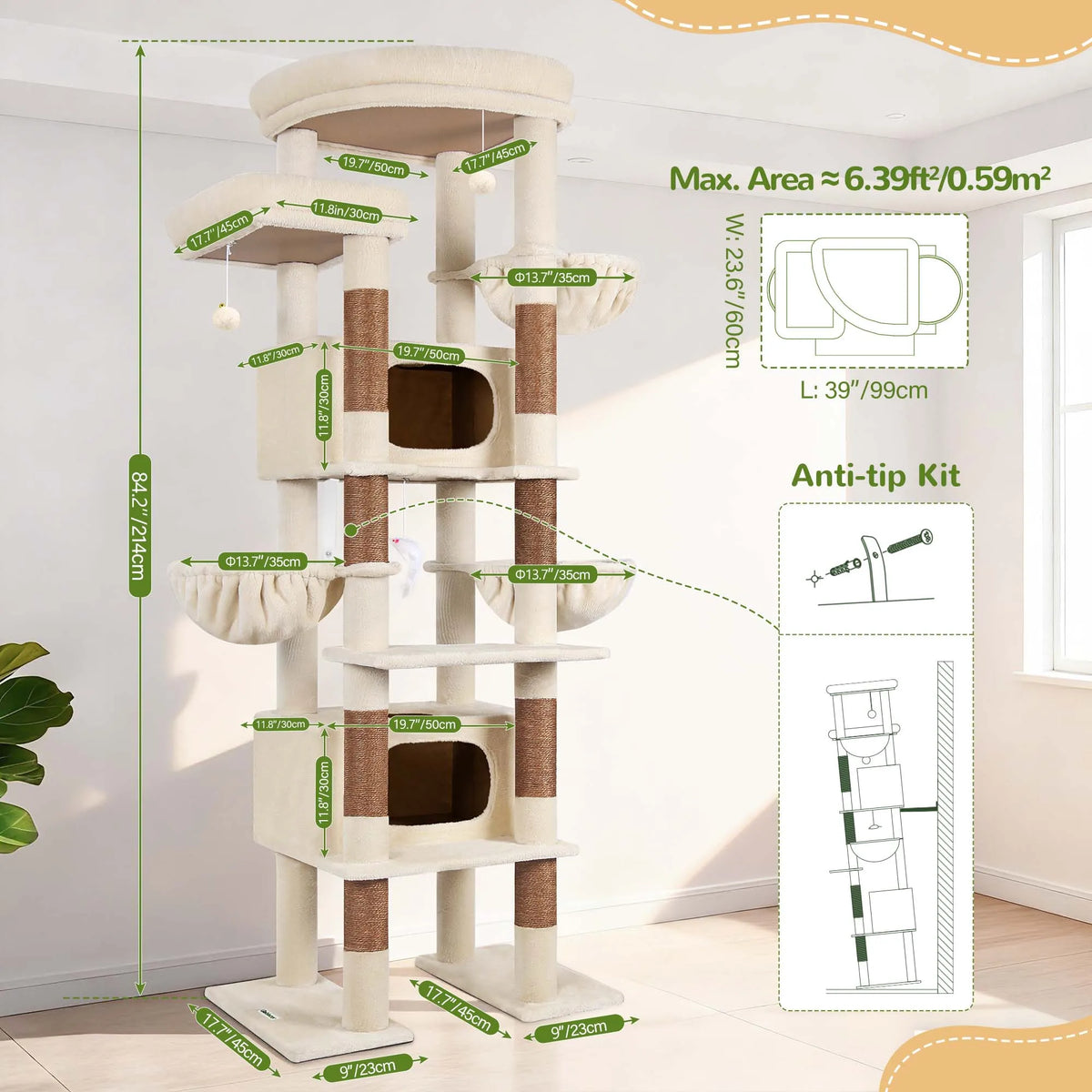 Globlazer 84 In Floor To Ceiling Cat Tree With Sisal