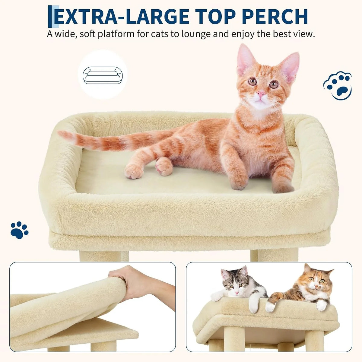 Sturdy 61 Inch Cat Tree With Cozy Condos And Stable Base For Large Cats