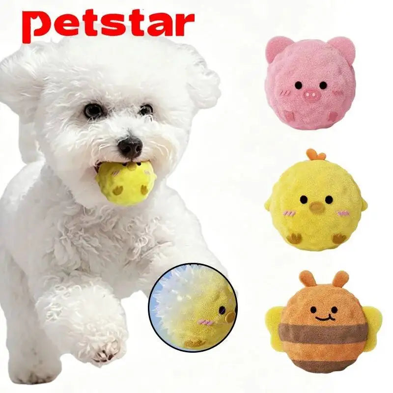 Squeaky Plush Dog Ball Toy for Chewing and Teeth Cleaning
