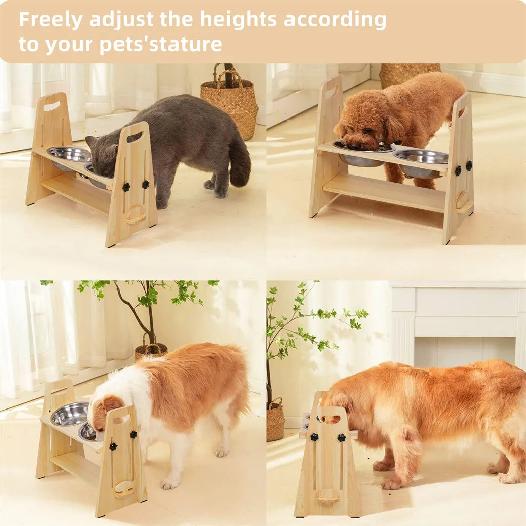 Height Adjustable Dog Bowl Feeder Steel Pin Leg Rack for Large Small Medium Pets
