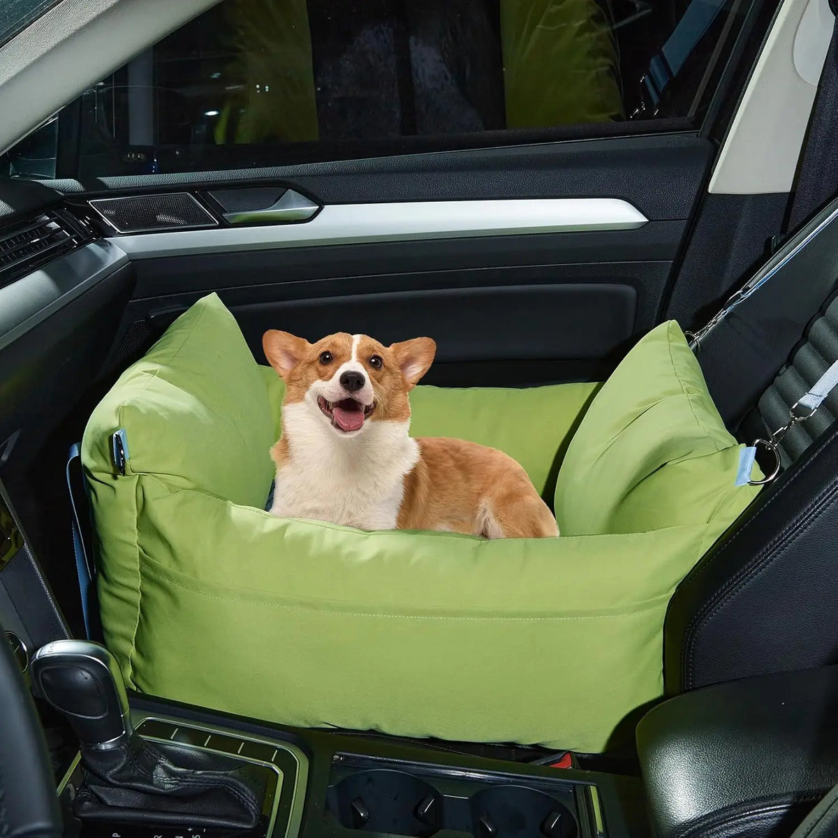 Thickened Comfort Bed Travel Carrier Car Seat for Small Dogs,Waterproof Pet Booster Seat with Safety Leash & Storage Pockets