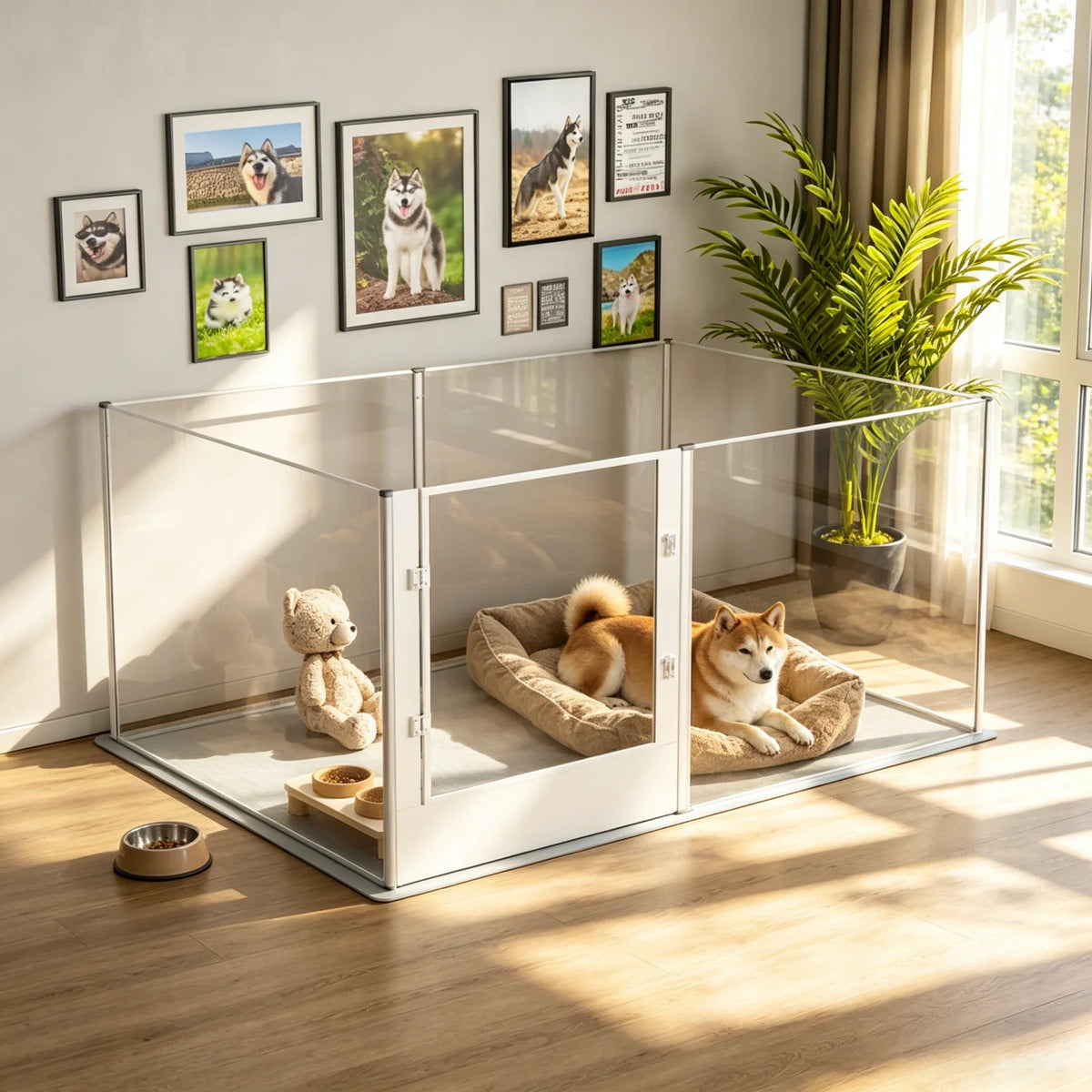 Bingopaw Acrylic Dog Playpen 6 Panel Exercise Pen With Mat