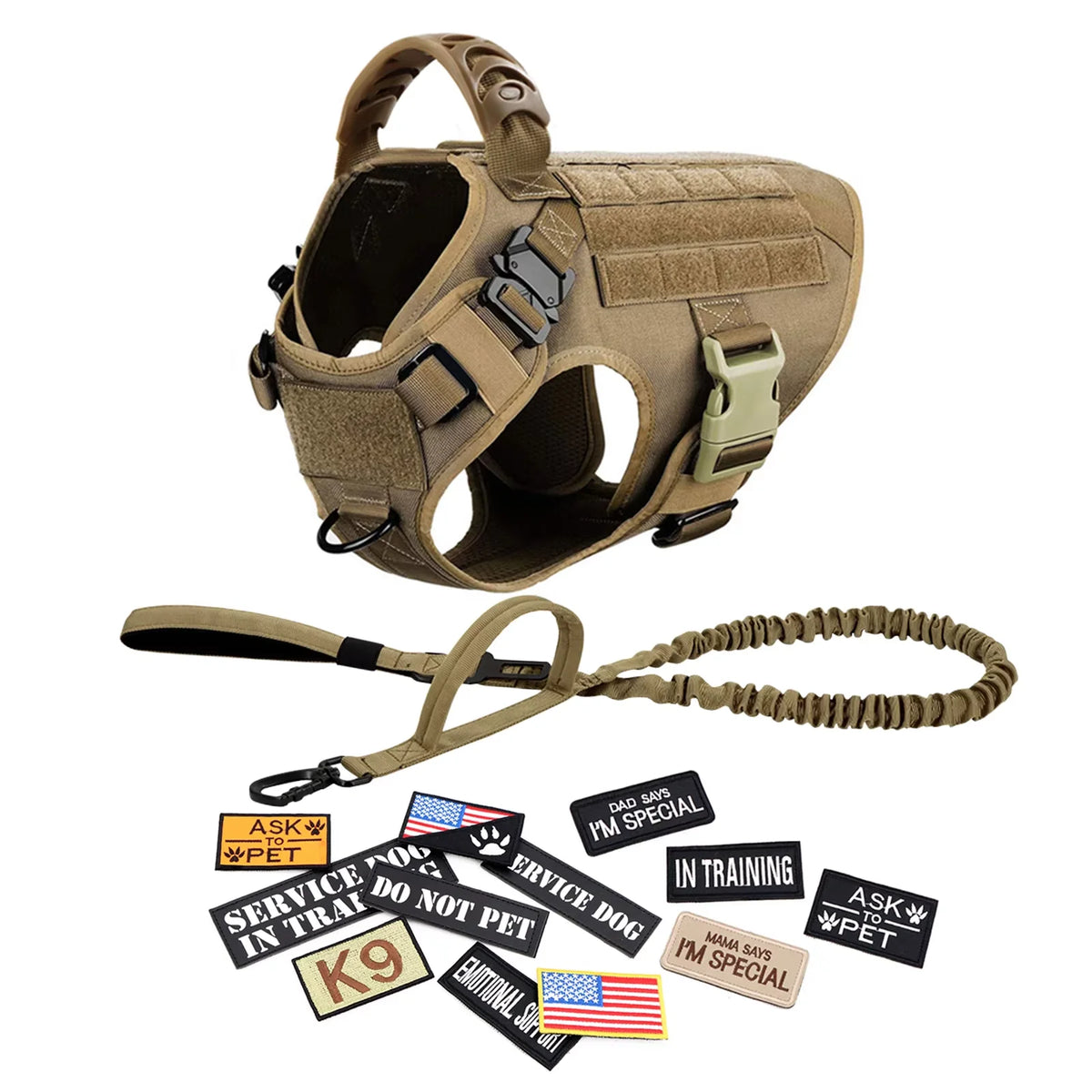 PetraVel Elite Padded Tactical Dog Harness Quick Release For Large K9 Training