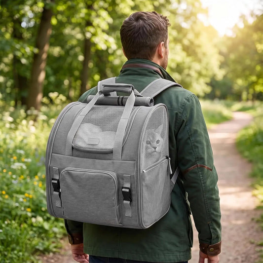 Compact Expandable Cat Carrier Backpack Breathable Nylon