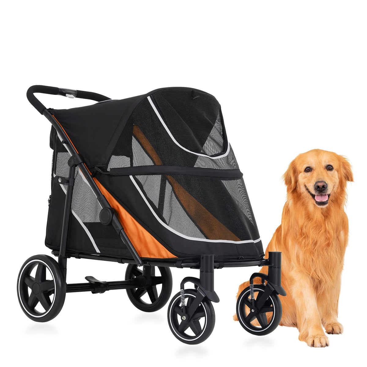 Spacious Dog Stroller For Large Pets With Ventilated Top And Easy Handling
