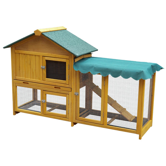 Spacious Outdoor Rabbit Hutch With Easy Clean Tray For Pets