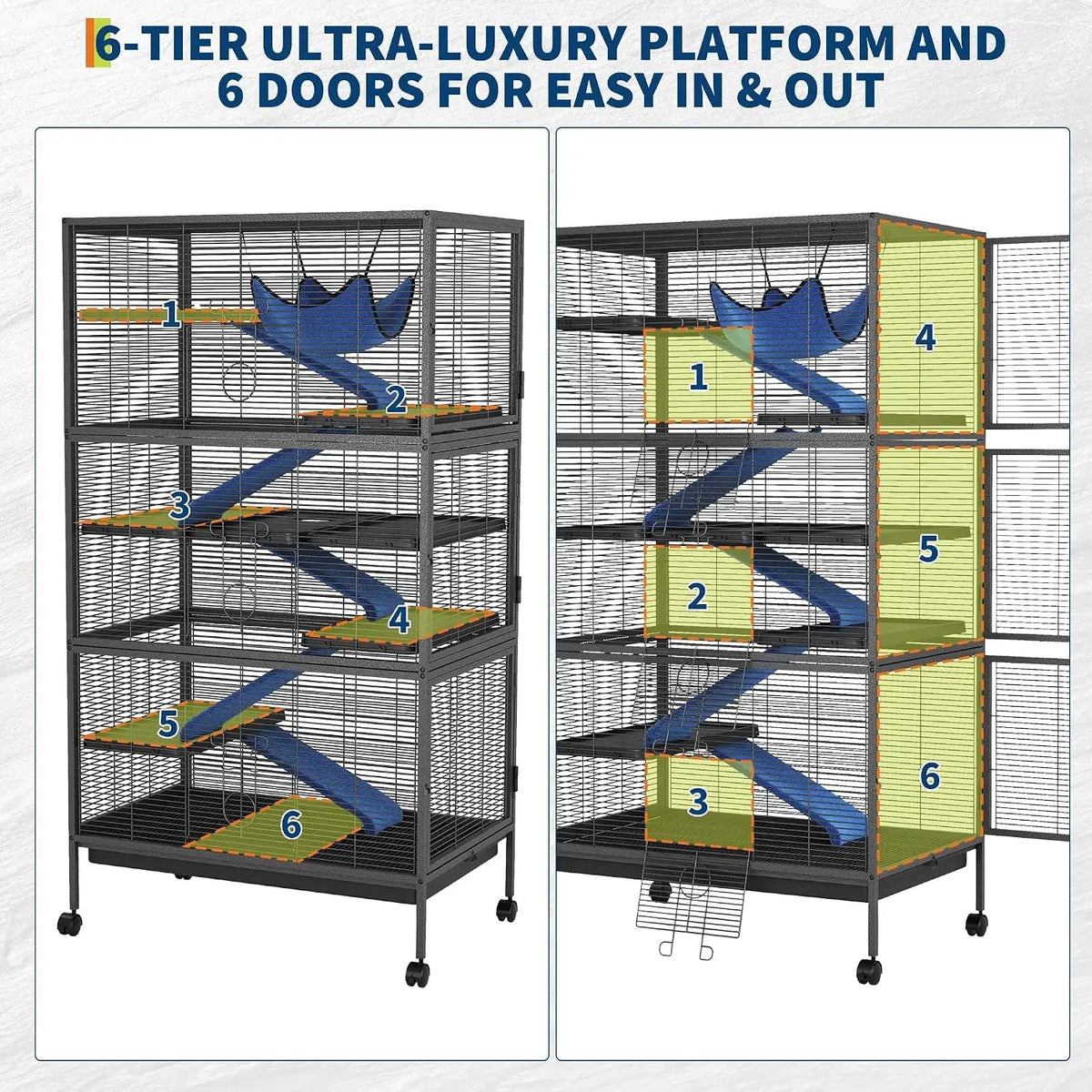 TwisterCk Durable Multi Level Small Pet Cage For Ferrets And Rodents