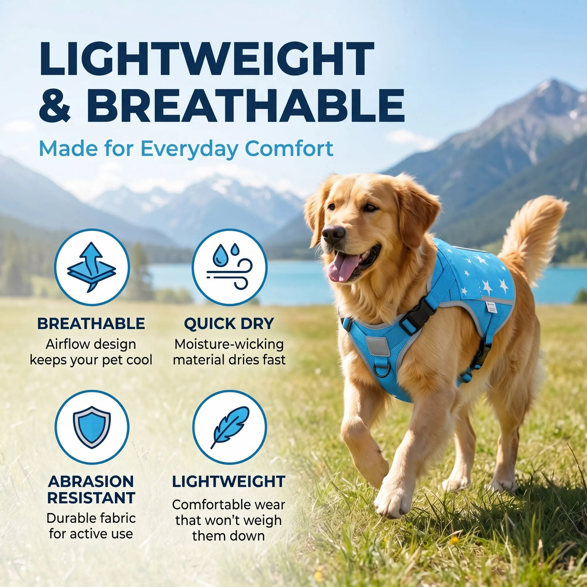 Dog Cooling Vest With Freezer Packs Halt Heat Exhaustion