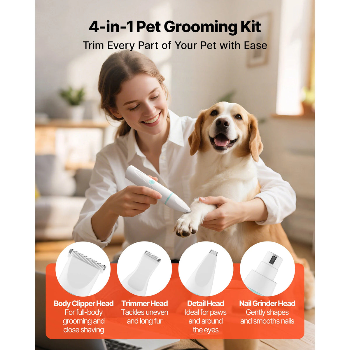 SucceBuy 4 In 1 Rechargeable Dog Grooming Clipper Kit