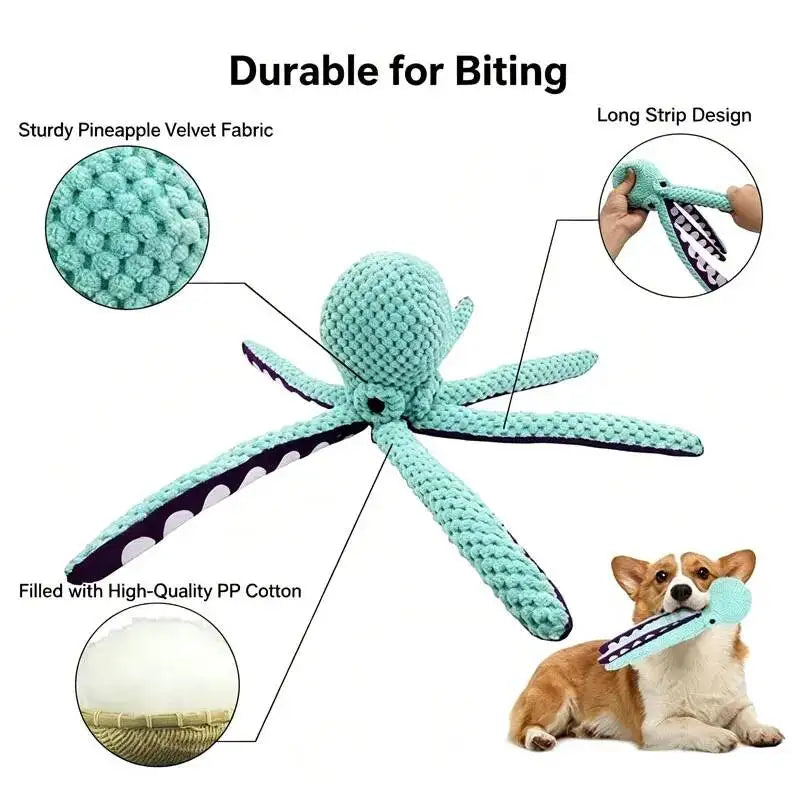 Squeaky Octopus Dog Toy For Chewing And Interactive Play