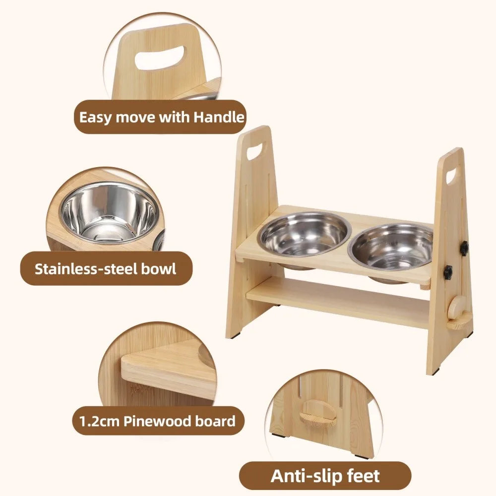 Height Adjustable Dog Bowl Feeder Steel Pin Leg Rack for Large Small Medium Pets