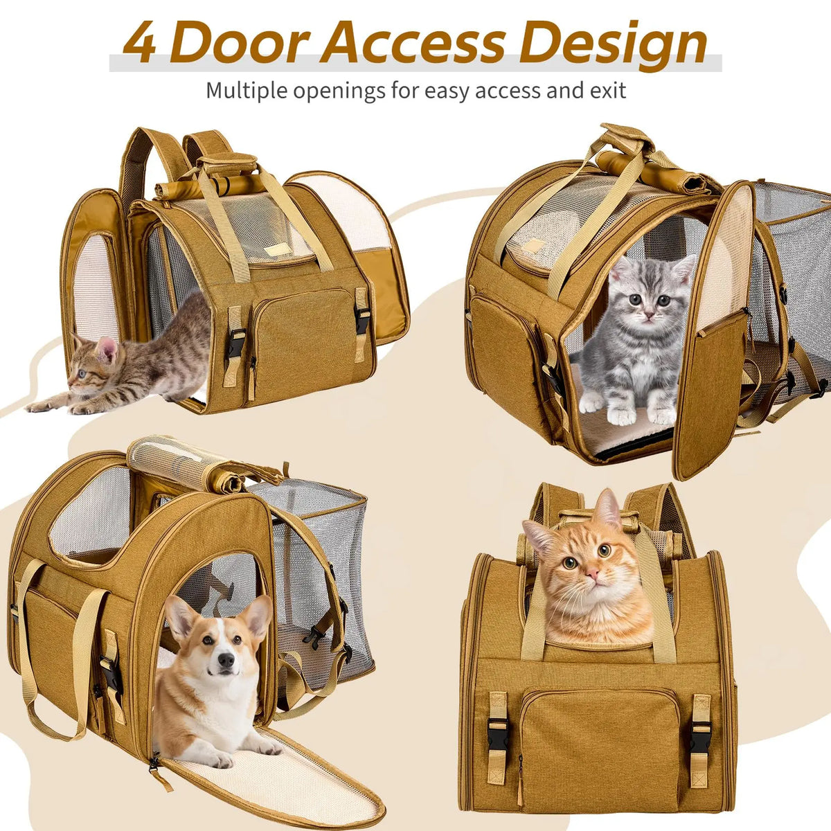 Compact Expandable Cat Carrier Backpack Breathable Nylon