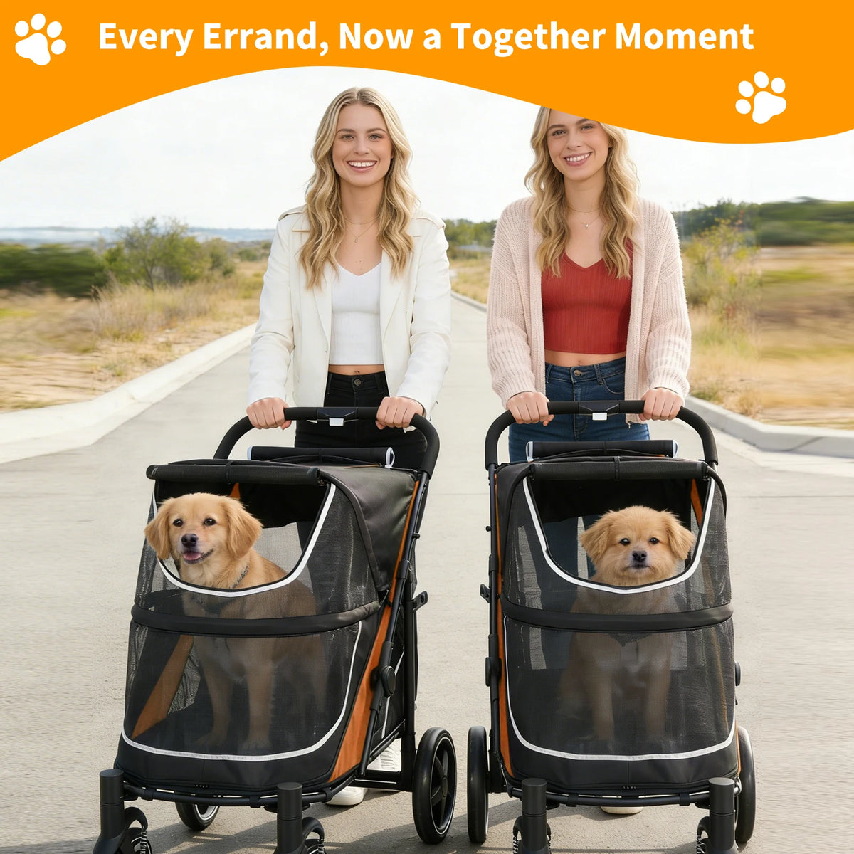 Spacious Dog Stroller For Large Pets With Ventilated Top And Easy Handling
