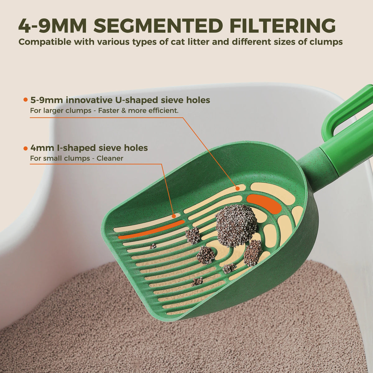 Essential Cactus Cat Litter Scooper With Compact Trash Bag Storage
