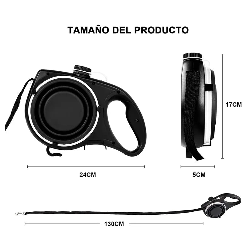 Essential Dog Leash For Walkers With Built In Water Bowl And Waste Bag Holder