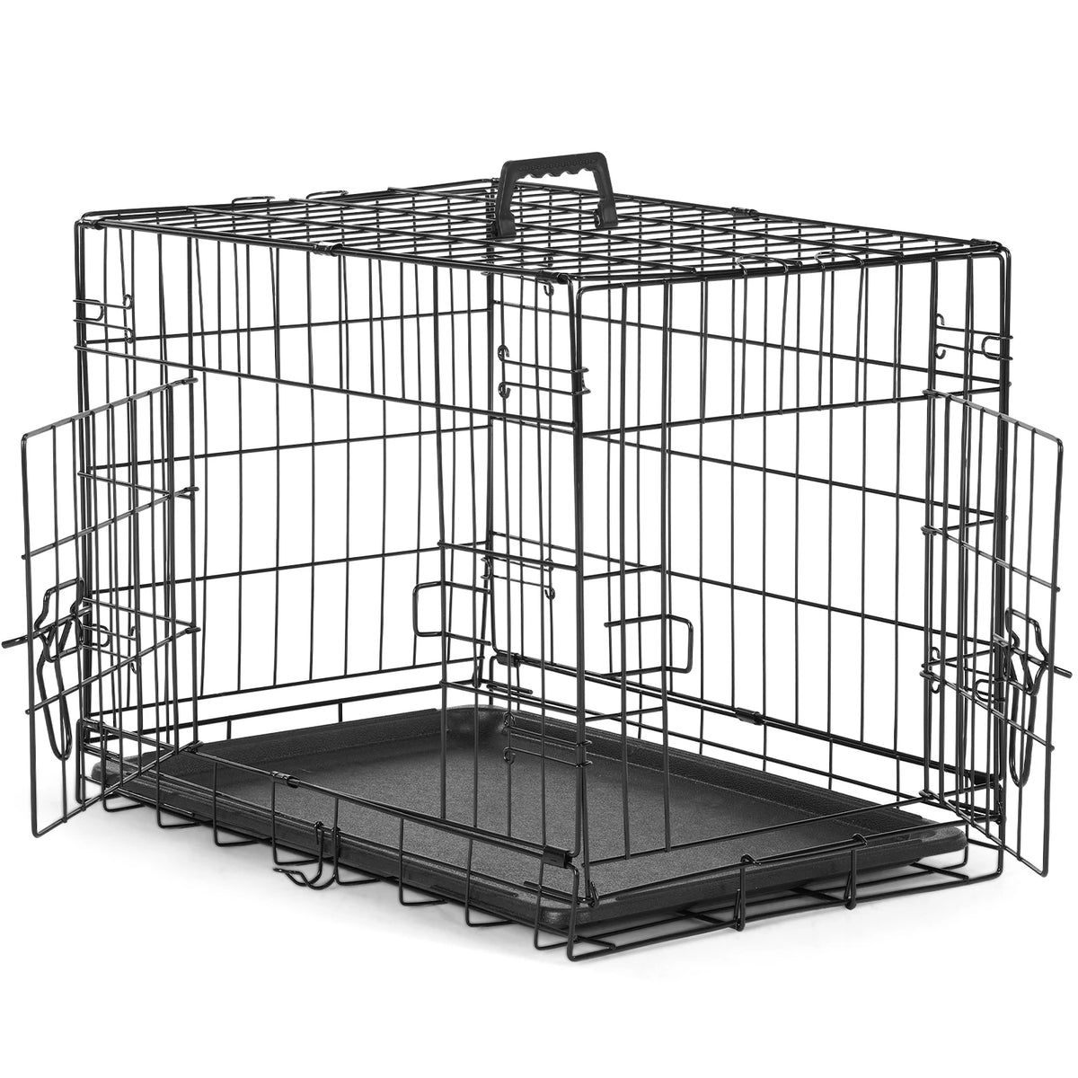 JHK Extra Large Double Door Dog Crate Folding Kennel With Leak Proof Tray For Dogs