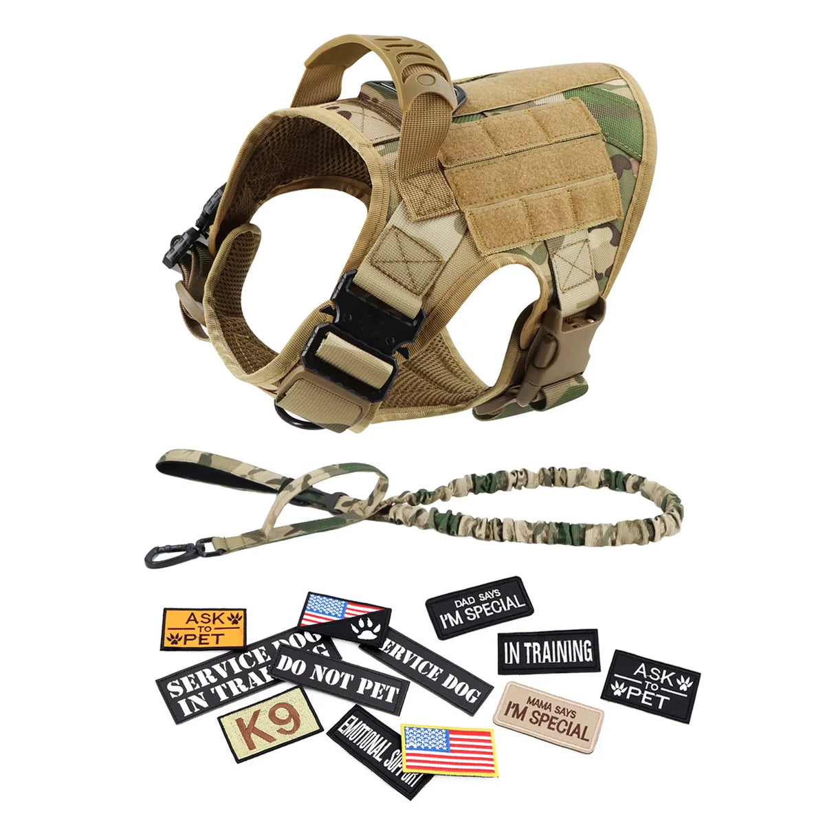 PetraVel Elite Padded Tactical Dog Harness Quick Release For Large K9 Training