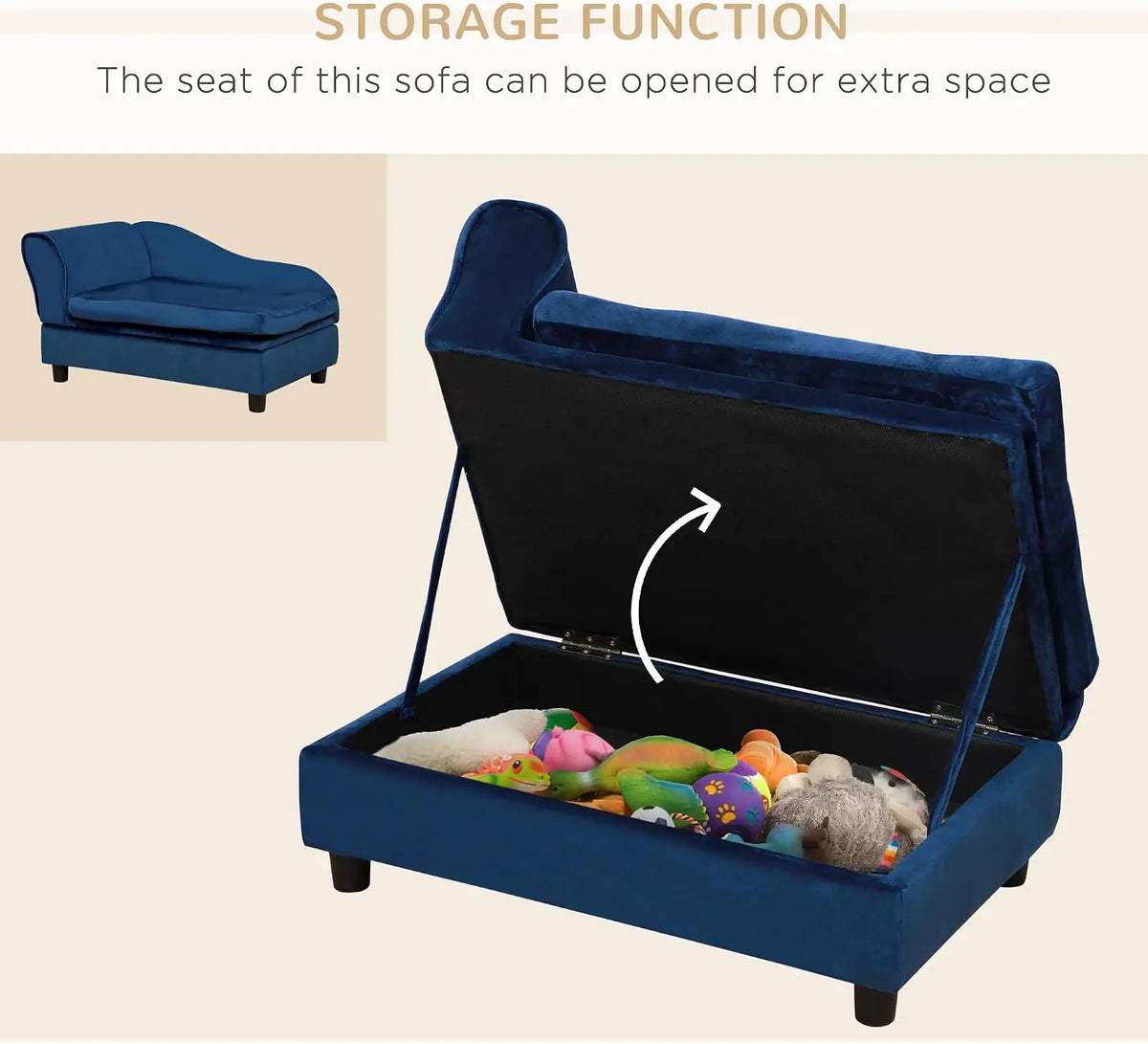 Stylish Pet Couch Featuring Integrated Storage And Soft Foam