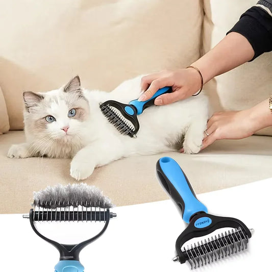 Dual Sided Pet Grooming Brush Removes Tangles For Dogs Cats