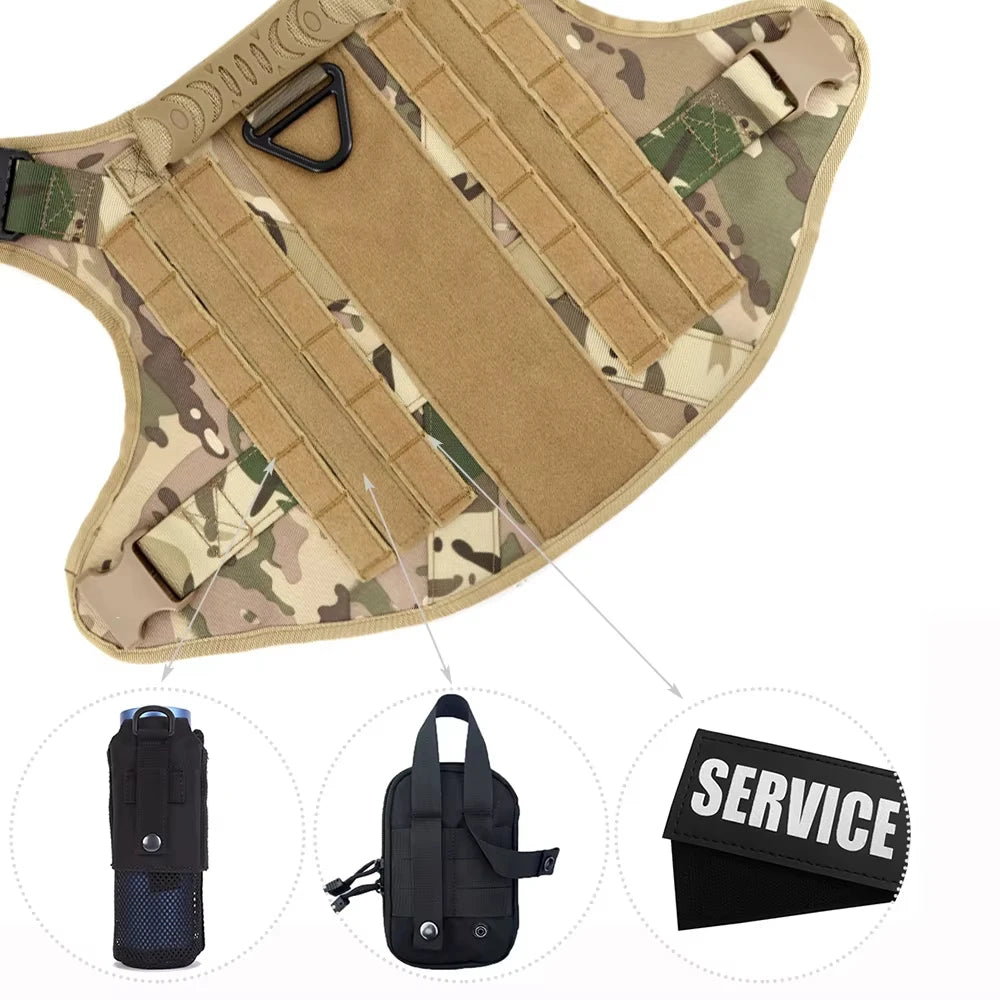 PetraVel Elite Padded Tactical Dog Harness Quick Release For Large K9 Training