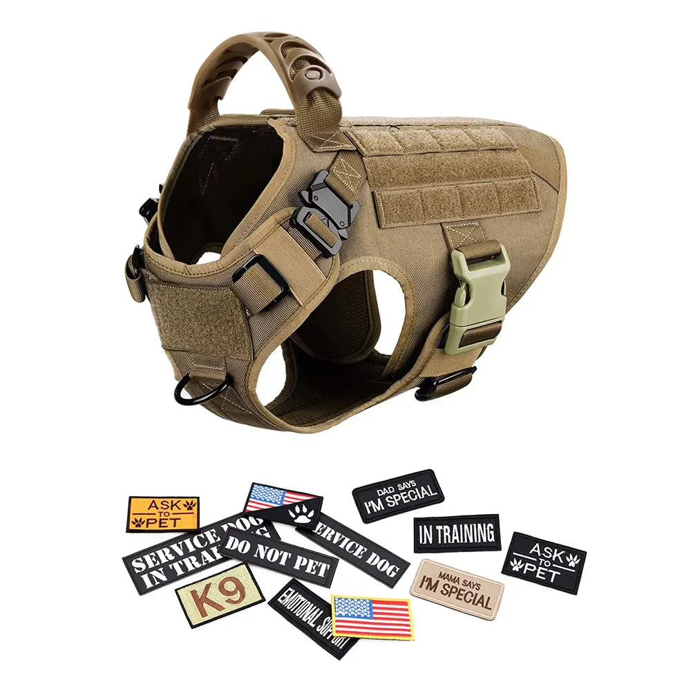 PetraVel Elite Padded Tactical Dog Harness Quick Release For Large K9 Training