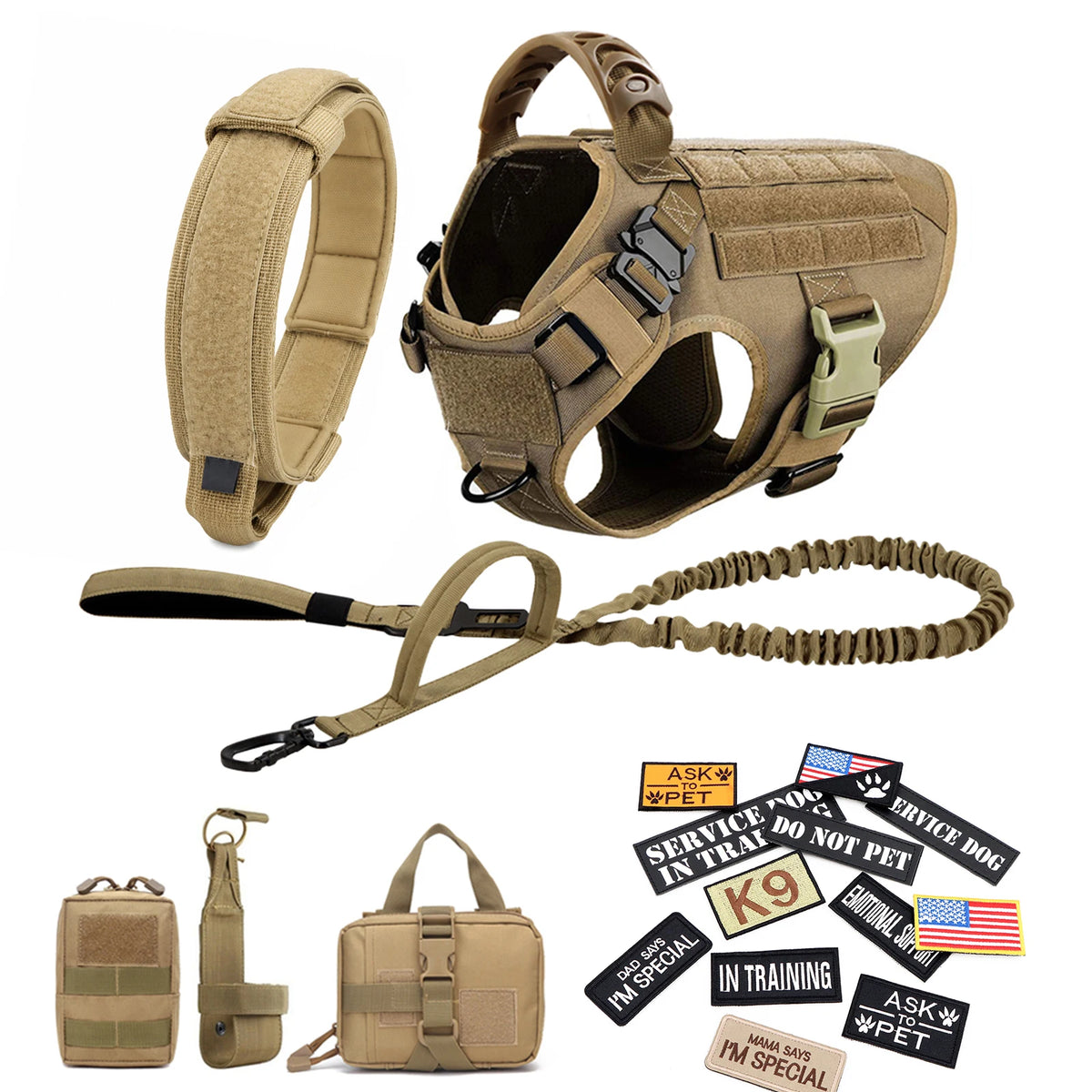 PetraVel Elite Padded Tactical Dog Harness Quick Release For Large K9 Training