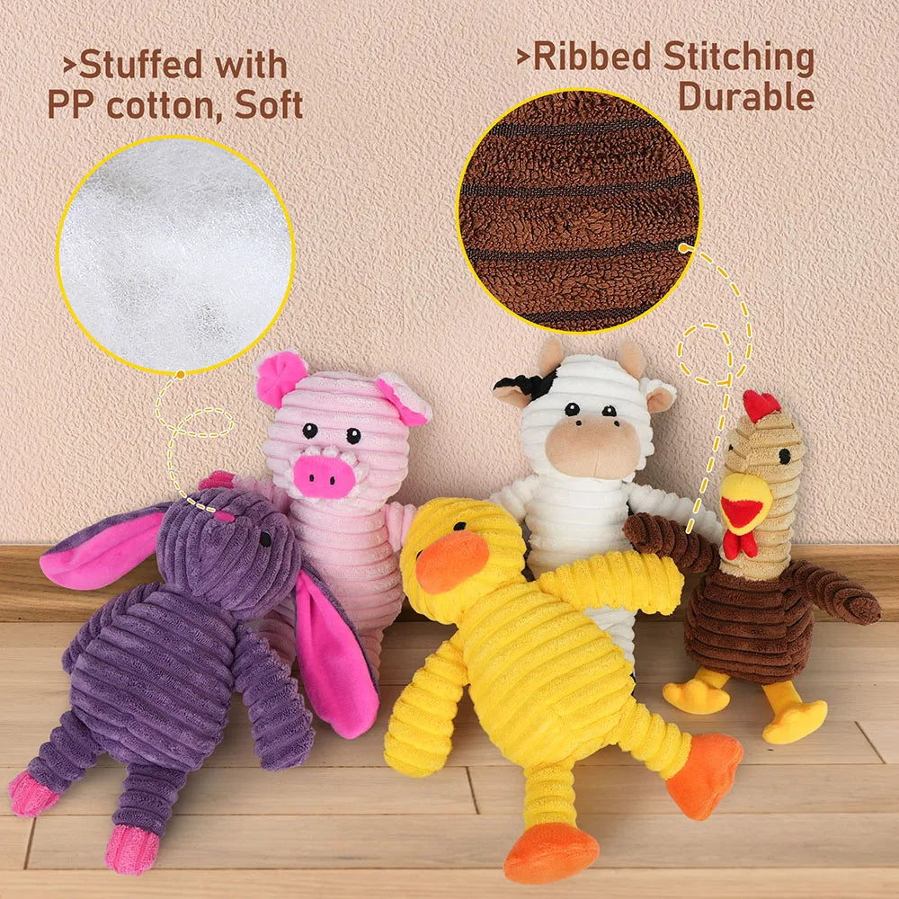 Plush Squeaky Dog Toys Assortment Bundle for Playful Pets