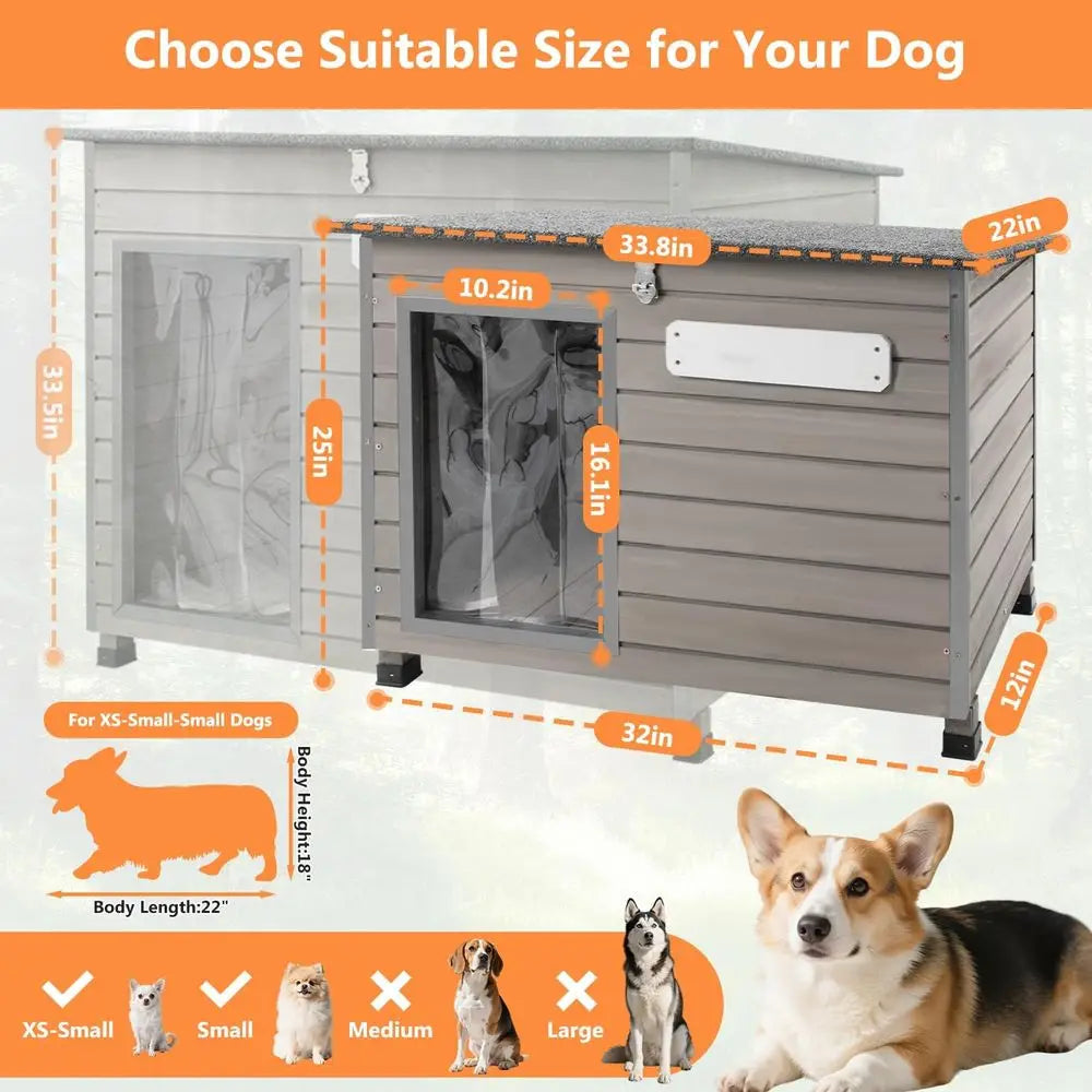 Anti Chew Solid Wood Dog House Weather Kennel Small Dogs
