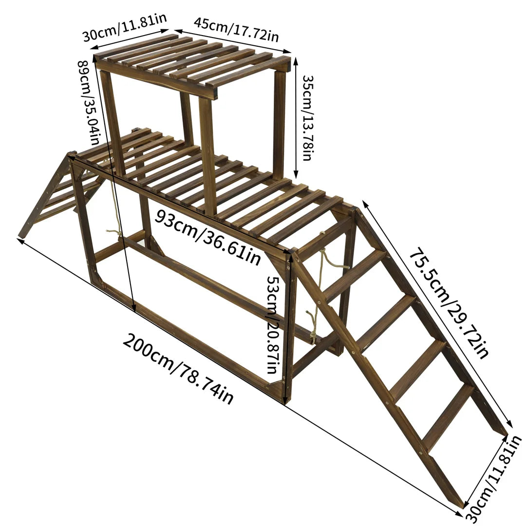 Wooden Chicken Perch Swing With Roosting Bars And Climbing Ladder