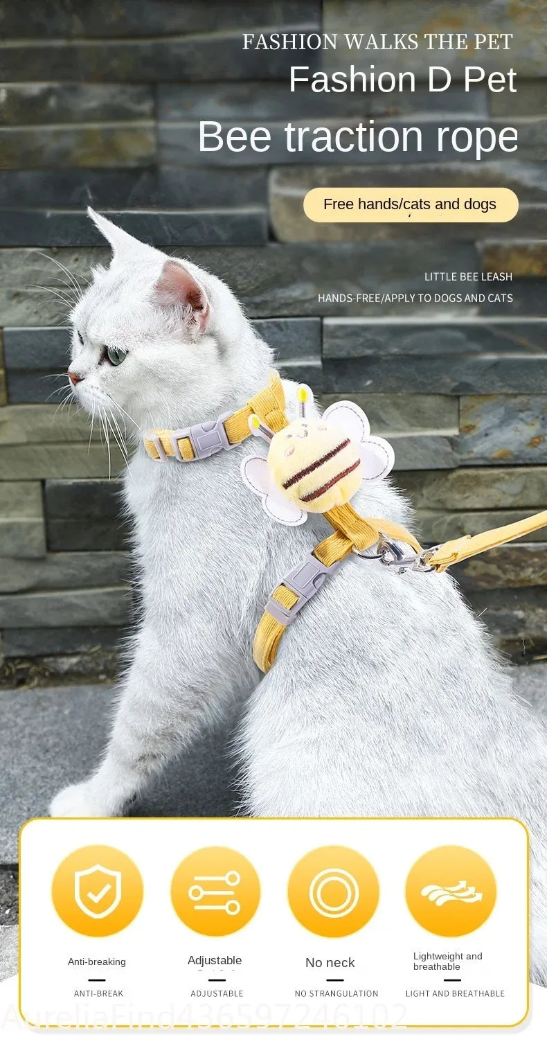 Adjustable Breakaway Pet Harness Leash Set For Cats Dogs