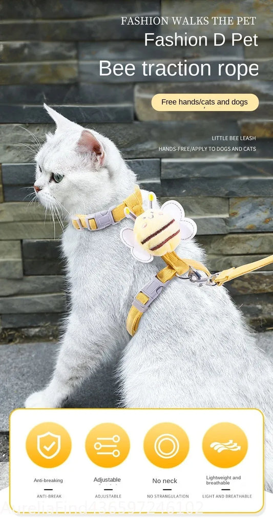 Adjustable Breakaway Pet Harness Leash Set For Cats Dogs