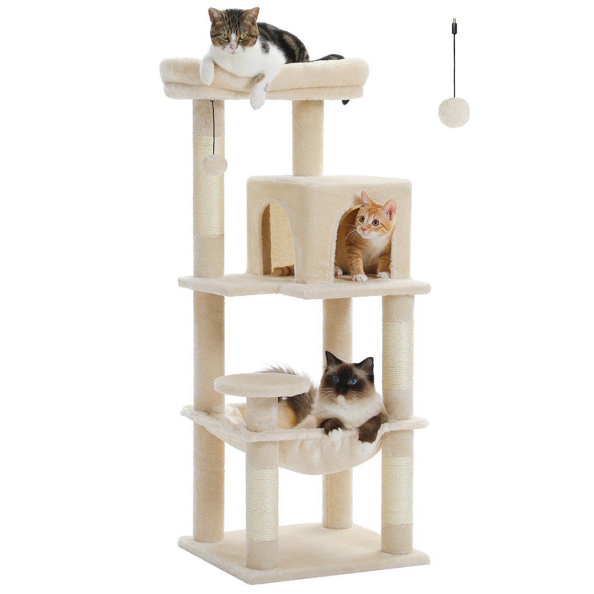 Petepela Sturdy 5 Level Cat Tower For Indoor Cats With Hammock