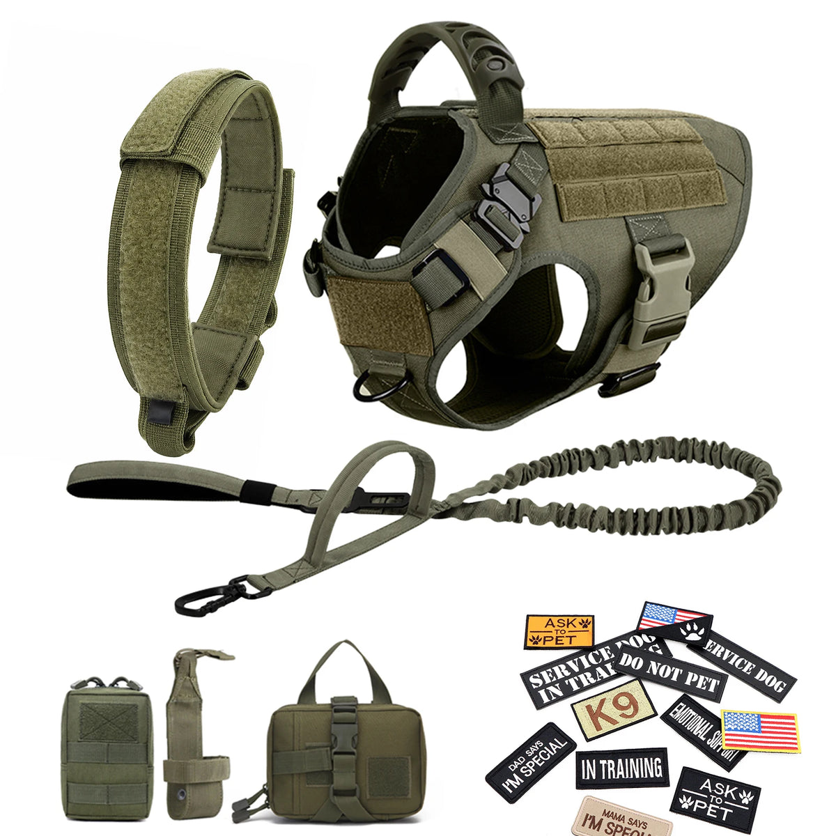 PetraVel Elite Padded Tactical Dog Harness Quick Release For Large K9 Training