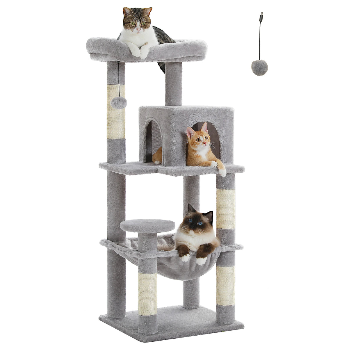 Petepela Sturdy 5 Level Cat Tower For Indoor Cats With Hammock