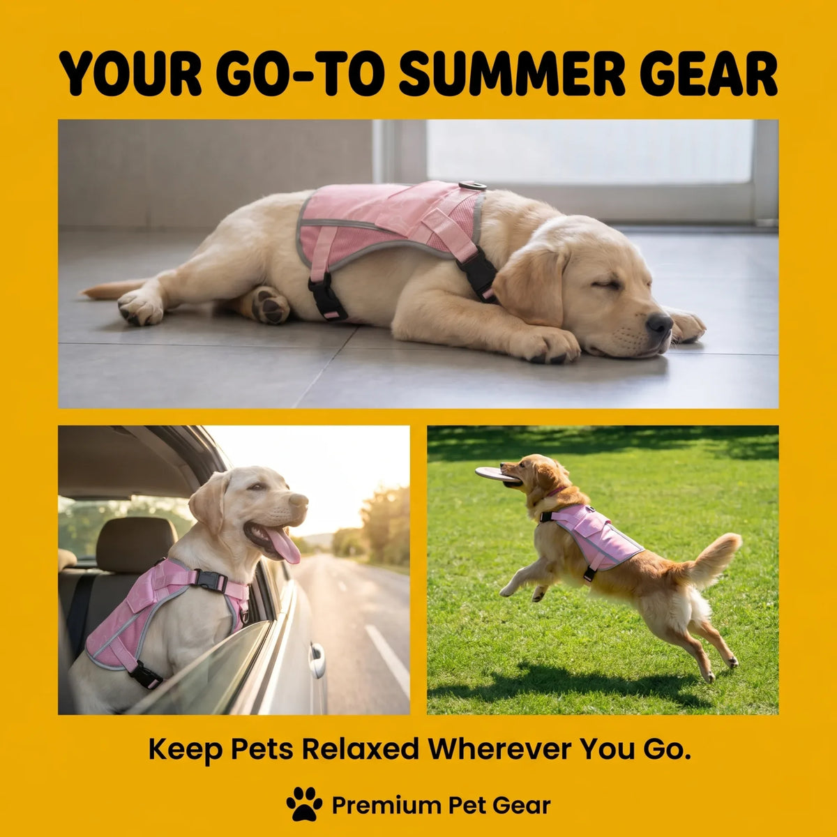 Dog Cooling Vest With Freezer Packs Halt Heat Exhaustion