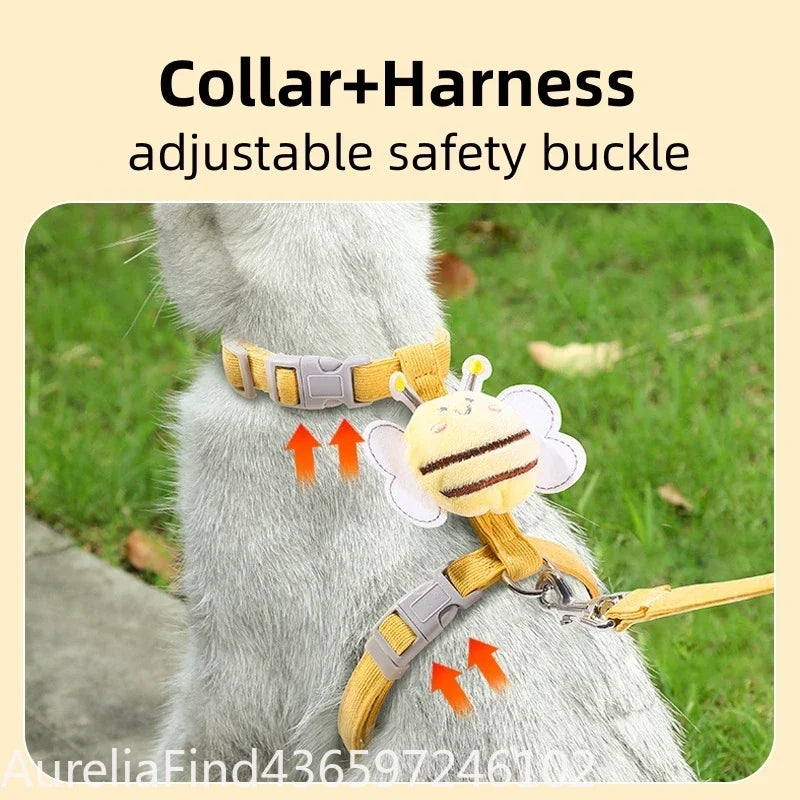 Adjustable Breakaway Pet Harness Leash Set For Cats Dogs