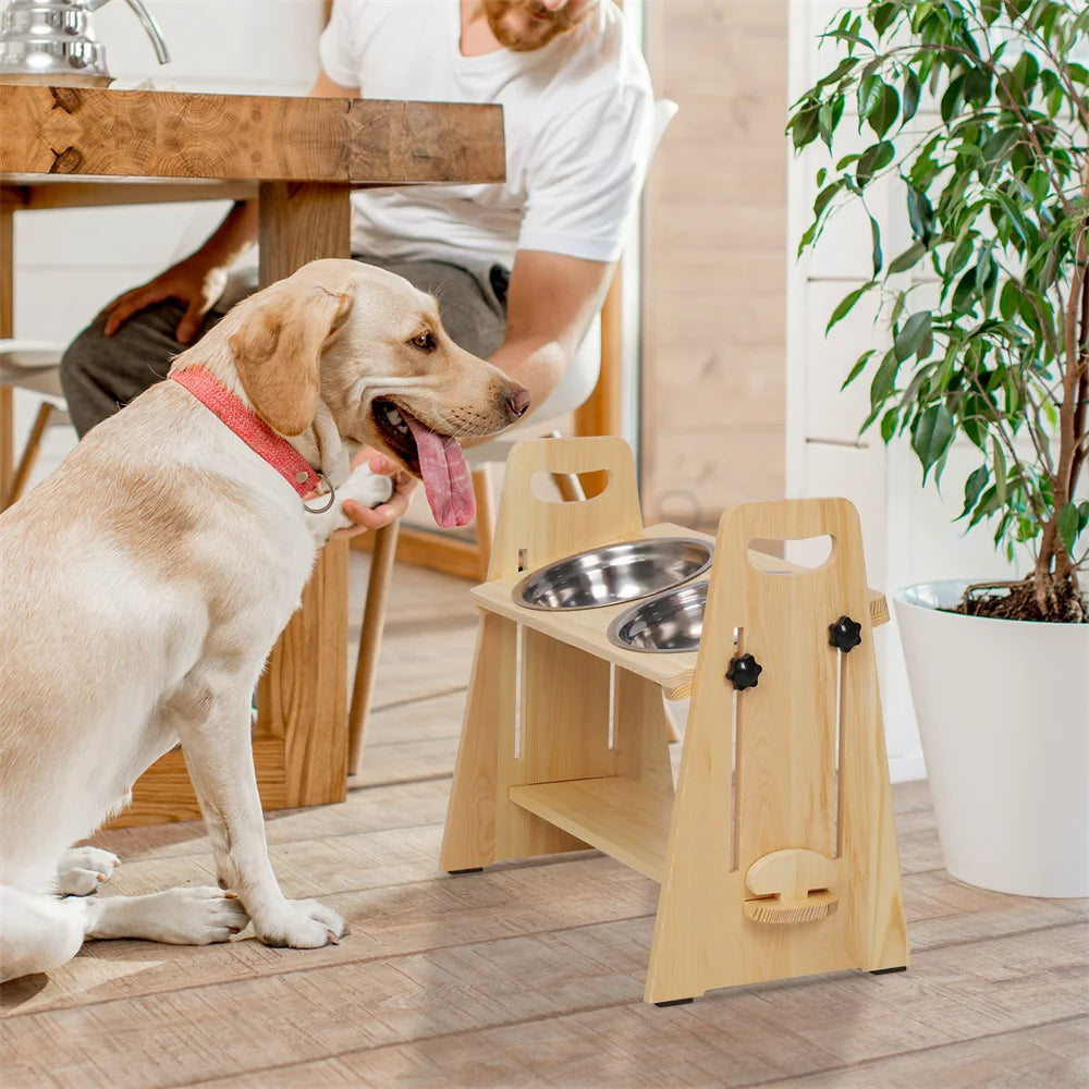 Height Adjustable Dog Bowl Feeder Steel Pin Leg Rack for Large Small Medium Pets
