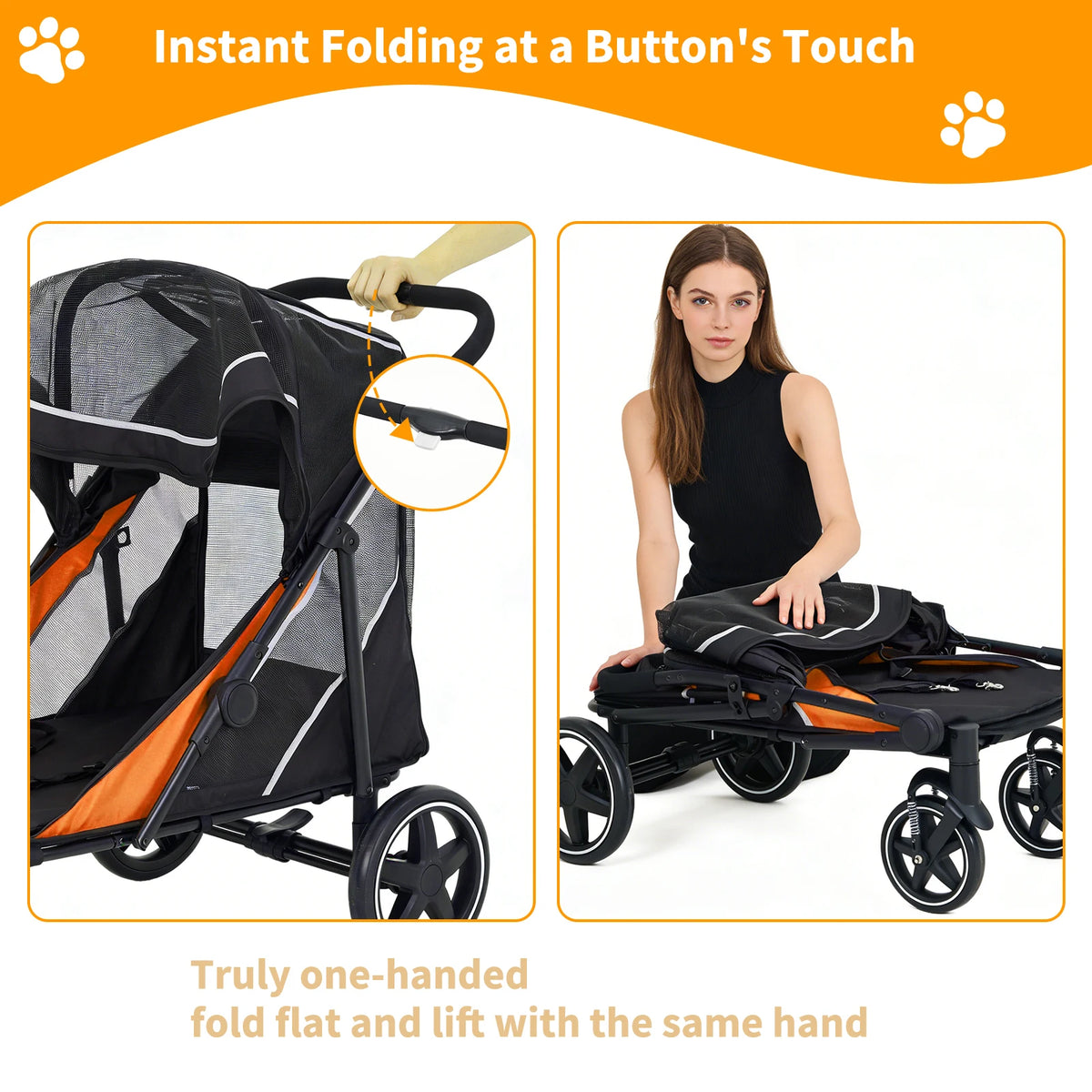 Spacious Dog Stroller For Large Pets With Ventilated Top And Easy Handling