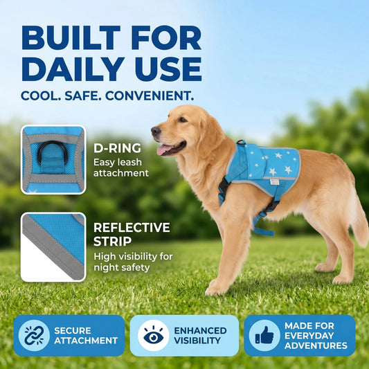 Dog Cooling Vest With Freezer Packs Halt Heat Exhaustion