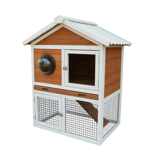 Durable Two Tier Rabbit Hutch With Waterproof Roof For Pets