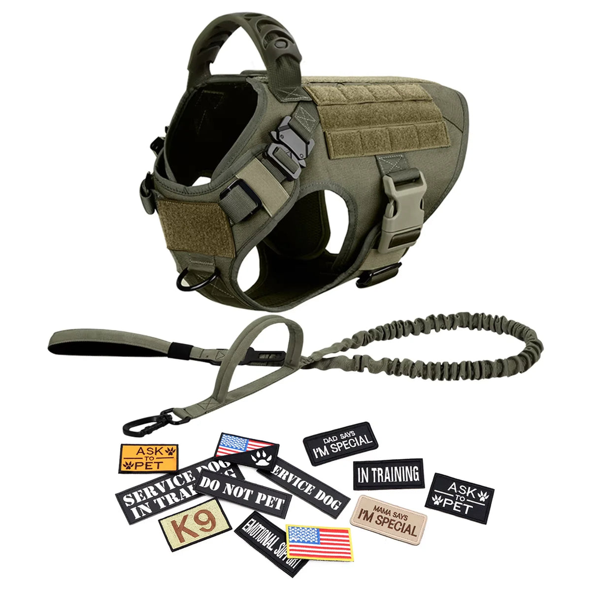 PetraVel Elite Padded Tactical Dog Harness Quick Release For Large K9 Training