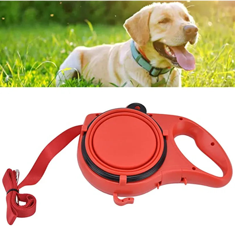 Essential Dog Leash For Walkers With Built In Water Bowl And Waste Bag Holder
