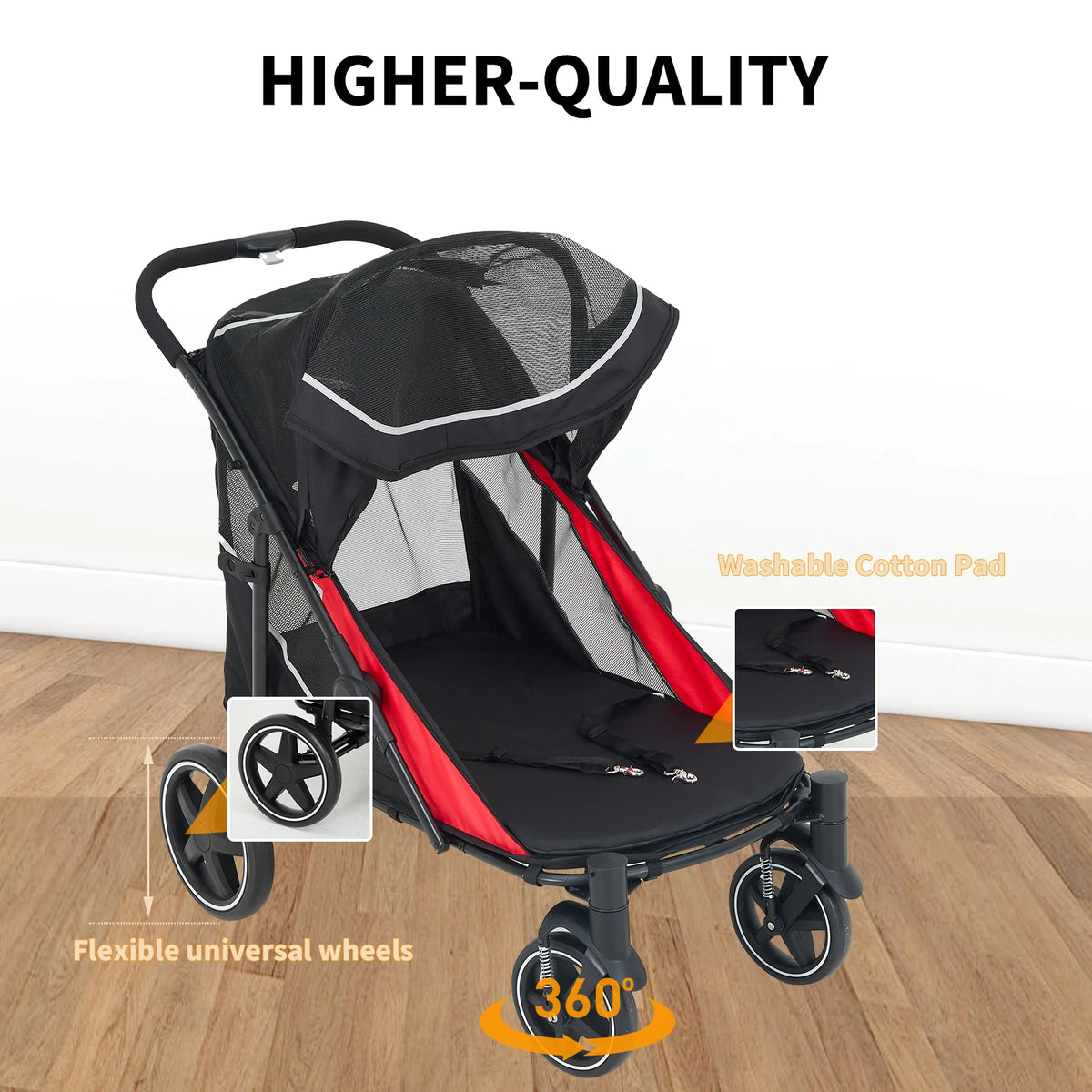 Spacious Dog Stroller For Large Pets With Ventilated Top And Easy Handling