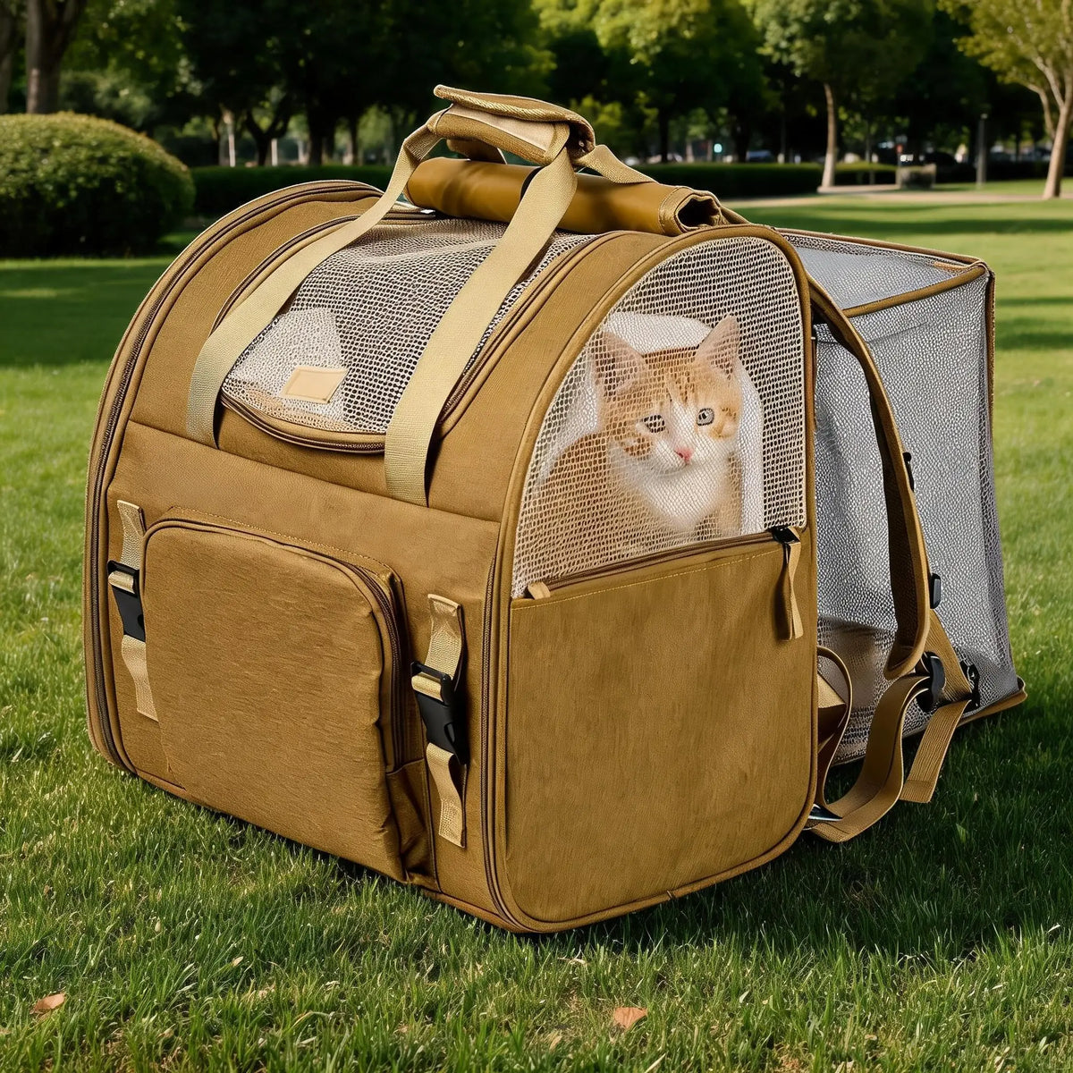 Compact Expandable Cat Carrier Backpack Breathable Nylon