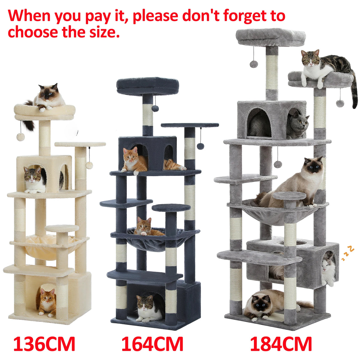 Pawz Road Premium Cat Tree With Sisal Posts And Hammock For Indoor Cats