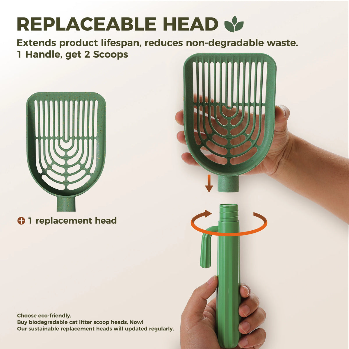 Essential Cactus Cat Litter Scooper With Compact Trash Bag Storage
